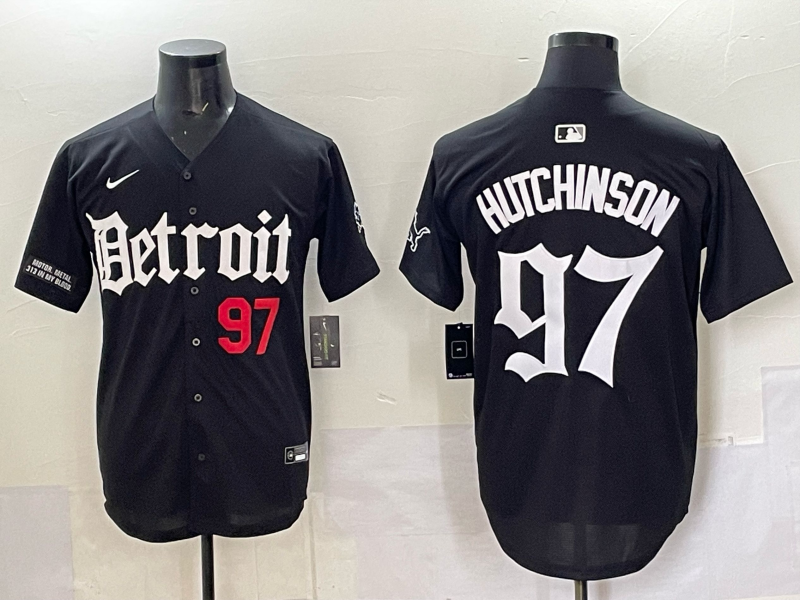 Men 2025 Detroit Lions #97 Hutchinson Black NFL jersey 005->detroit lions->NFL Jersey